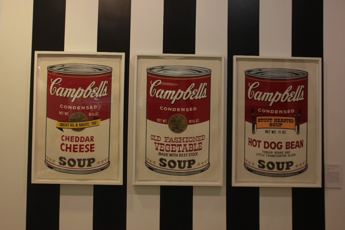 Warhol with his creative genius turned Campbell’s soup cans into a pop culture icons. The prints depicted here are from the paintings exhibited at the Warhol exhibition in 1962. The original artwork, also known as 32 Campbell’s Soup Cans consisted of 32 canvases that measured 20 x 16 inches. The Campbell’s Soup Can Series was a significant milestone in the history of Pop art movement. It is even considered as a canonical symbol of American pop art.